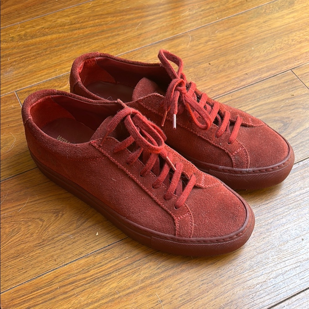 Common Projects Burgundy Suede Sneakers